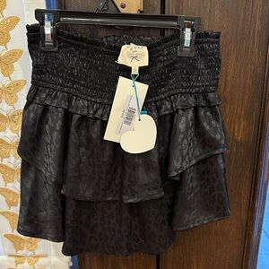 Hayden Girls Black Tiered Leopard Skirt